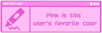 Credit: Pixelemotes on Tumblr. Text: "Pink is this user's favorite color" Pink is this user's favorite color